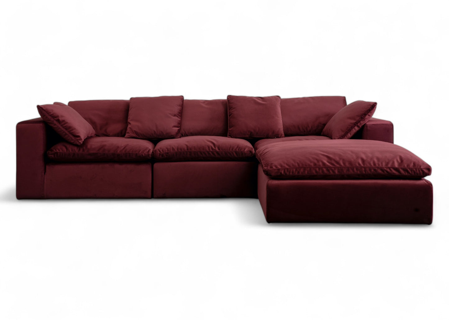 3-Seat Modular Sectional Sofa & Ottoman, Tuscan Red