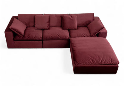 3-Seat Modular Sectional Sofa & Ottoman, Tuscan Red