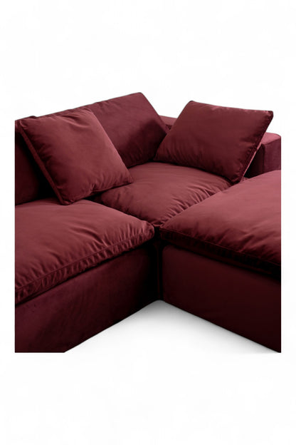 3-Seat Modular Sectional Sofa & Ottoman, Tuscan Red