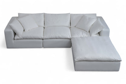 3-Seat Modular Sectional Sofa & Ottoman, Natural White