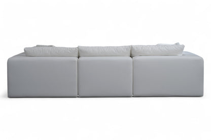 3-Seat Modular Sectional Sofa & Ottoman, Natural White