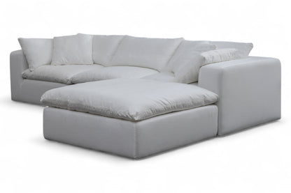 3-Seat Modular Sectional Sofa & Ottoman, Natural White