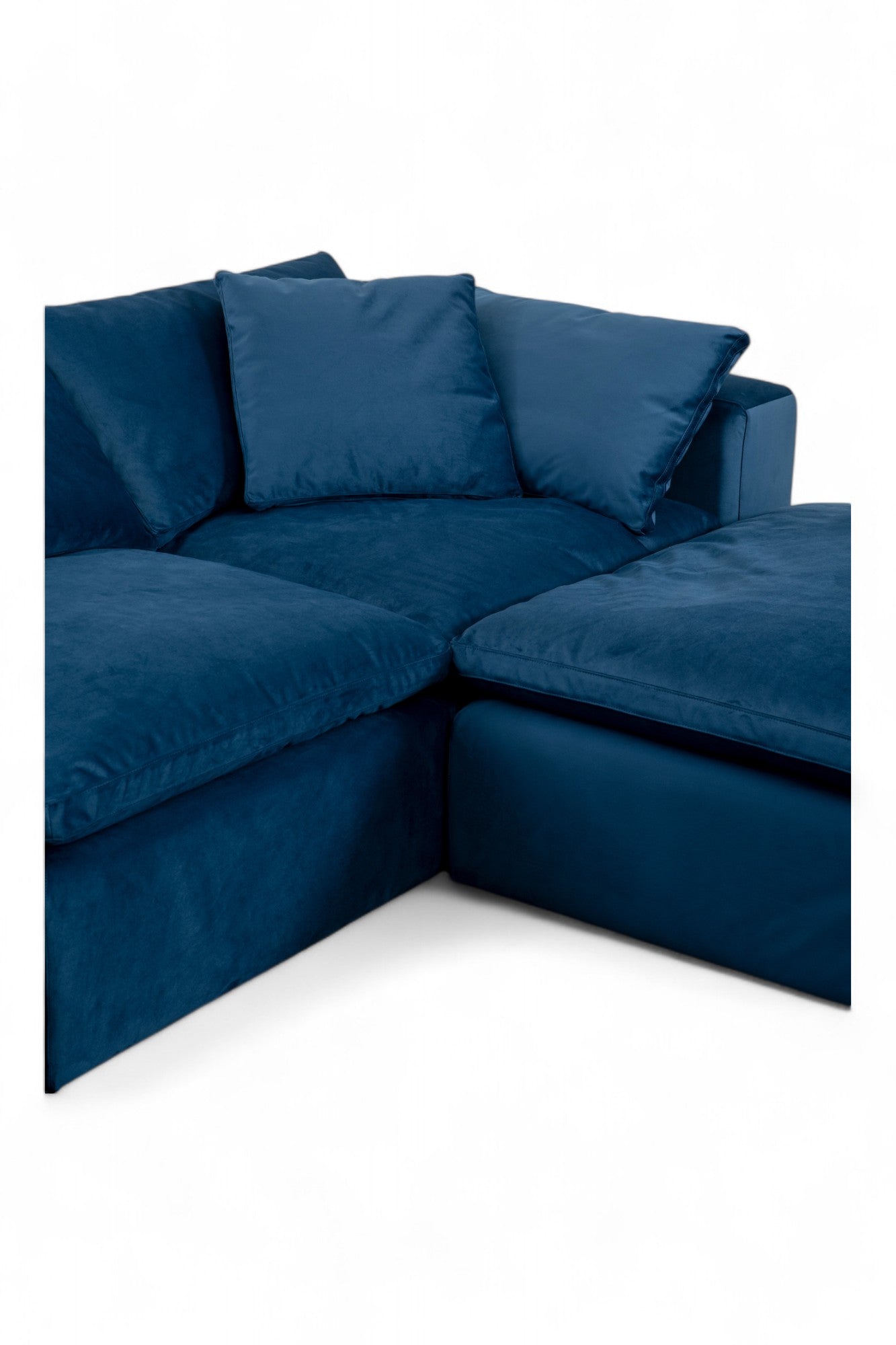 3-Seat Modular Sectional Sofa & Ottoman, Cobalt Blue