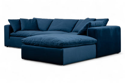 3-Seat Modular Sectional Sofa & Ottoman, Cobalt Blue