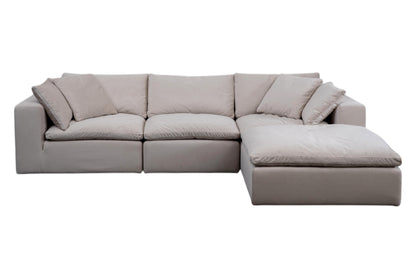 3-Seat Modular Sectional Sofa & Ottoman, Natural Beige