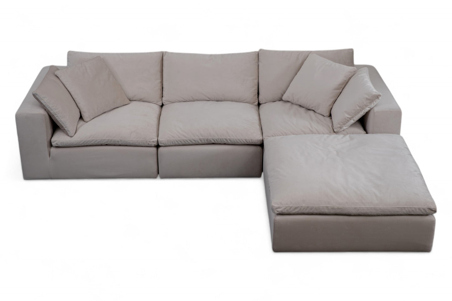 3-Seat Modular Sectional Sofa & Ottoman, Natural Beige