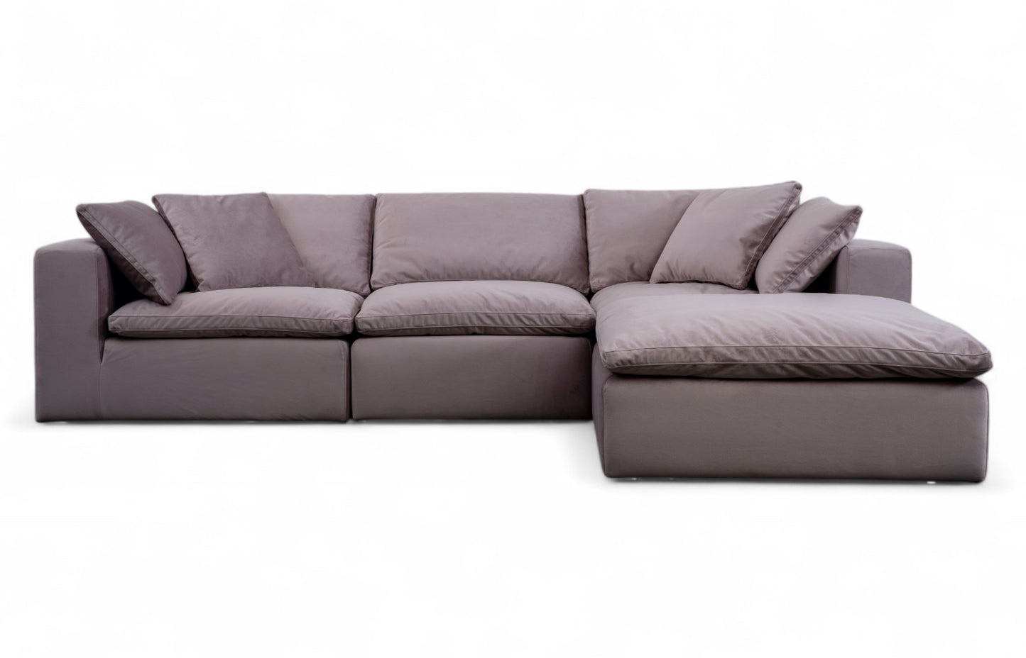 3-Seat Modular Sectional Sofa & Ottoman, Rose Gray