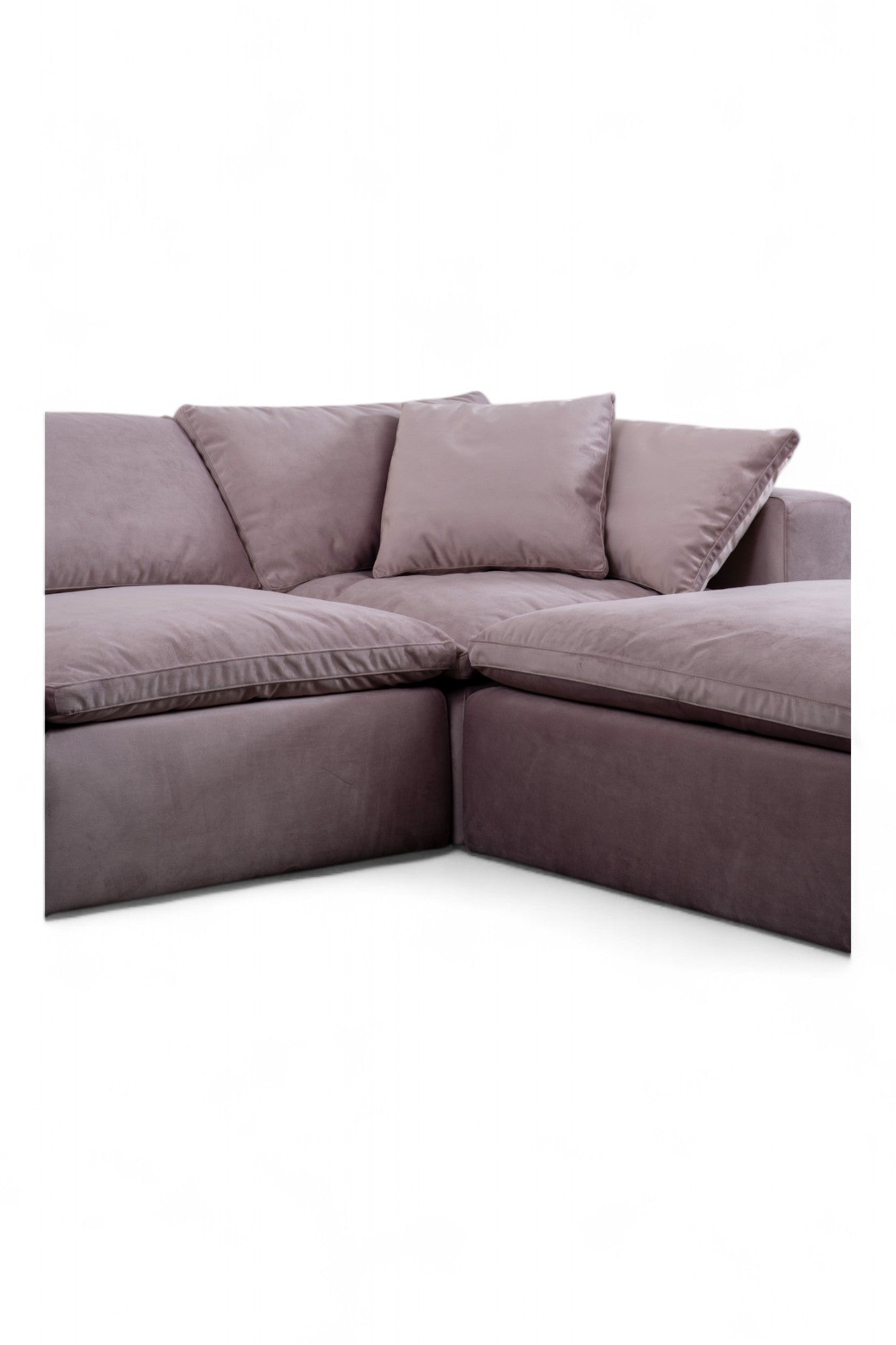 3-Seat Modular Sectional Sofa & Ottoman, Rose Gray