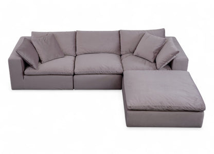 3-Seat Modular Sectional Sofa & Ottoman, Rose Gray