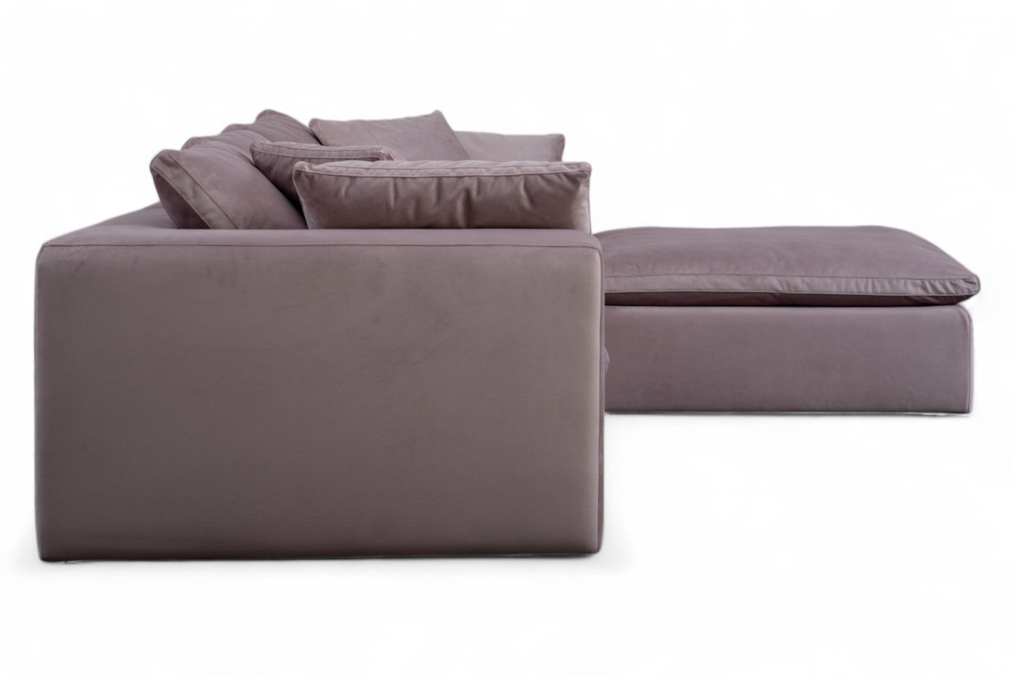 3-Seat Modular Sectional Sofa & Ottoman, Rose Gray