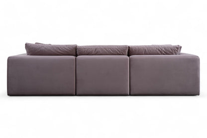 3-Seat Modular Sectional Sofa & Ottoman, Rose Gray