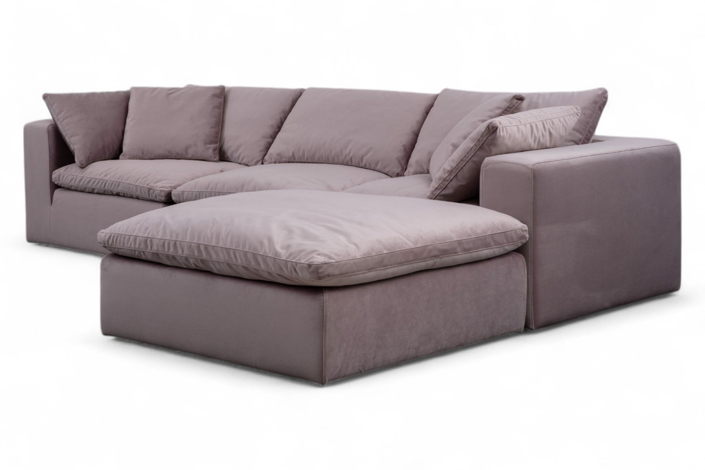 3-Seat Modular Sectional Sofa & Ottoman, Rose Gray