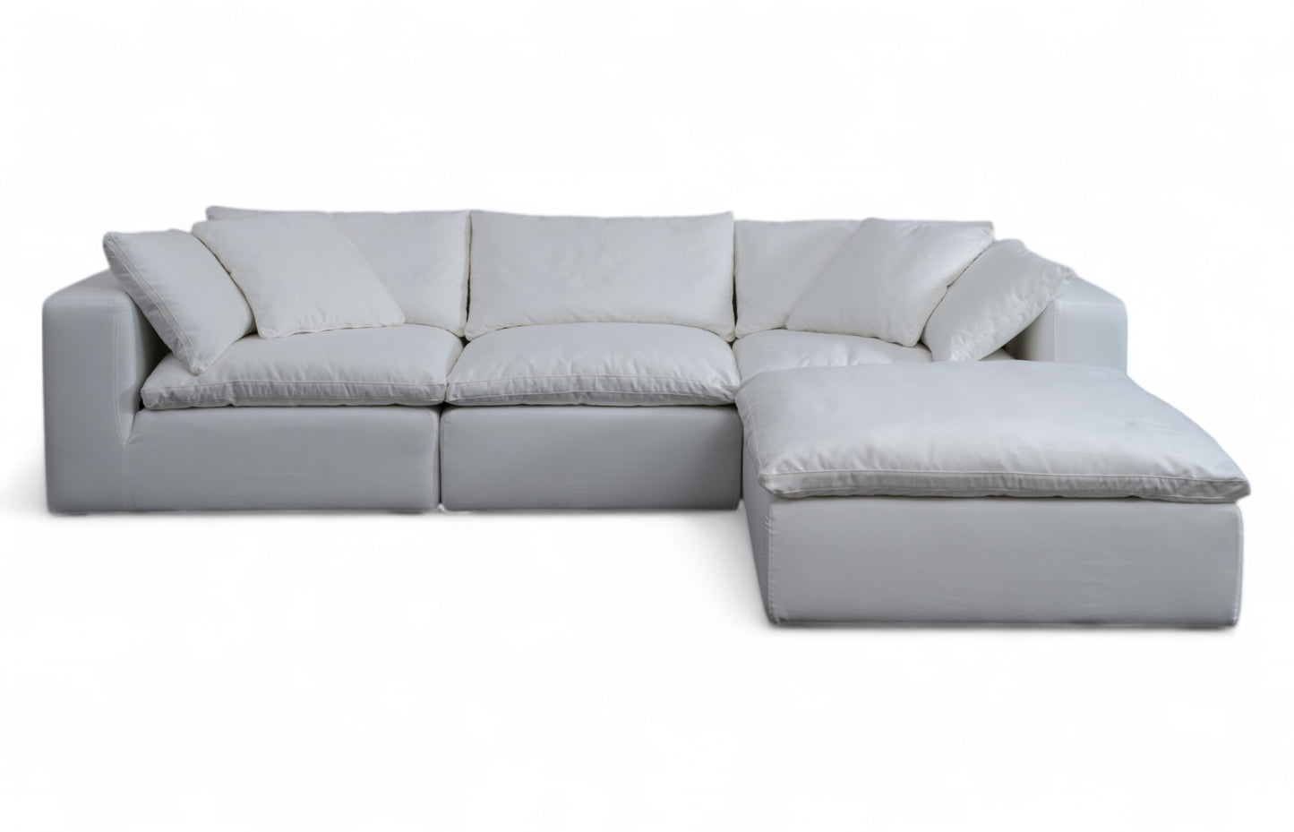 3-Seat Modular Sectional Sofa & Ottoman, Natural White