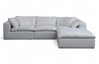 3-Seat Modular Sectional Sofa & Ottoman, Natural White